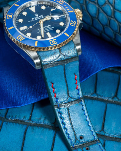 Bespoke Watch Strap in Ceramic Blue Alligator