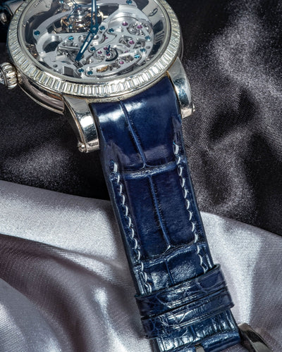 Bespoke Watch Strap in Navy Blue Crocodile