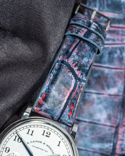 Bespoke Watch Strap in Multi Purple Galaxy Crocodile