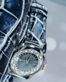Bespoke Watch Strap in Tainted Blue Snowflake Crocodile