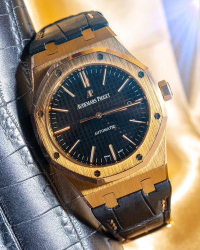 Bespoke Watch Strap in Metallic Black Crocodile