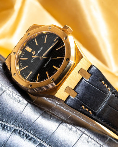 Bespoke Watch Strap in Metallic Black Crocodile