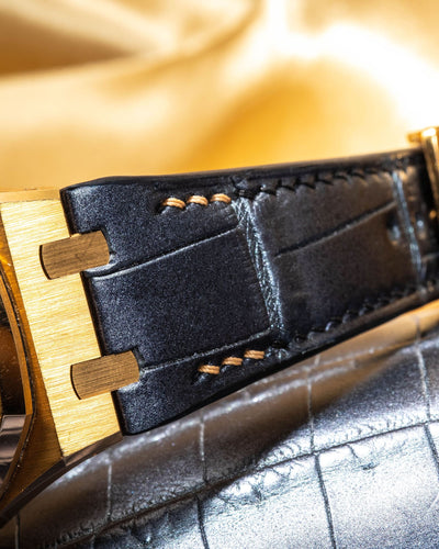 Bespoke Watch Strap in Metallic Black Crocodile