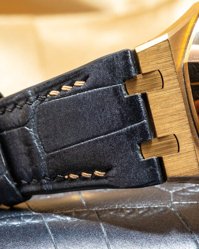 Bespoke Watch Strap in Metallic Black Crocodile