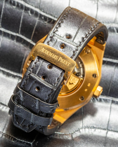 Bespoke Watch Strap in Metallic Black Crocodile