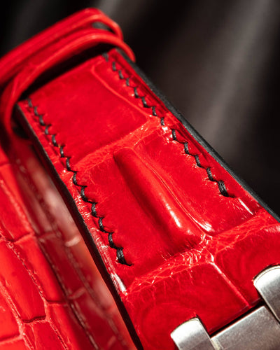 Bespoke Watch Strap in Ferrari Red Crocodile
