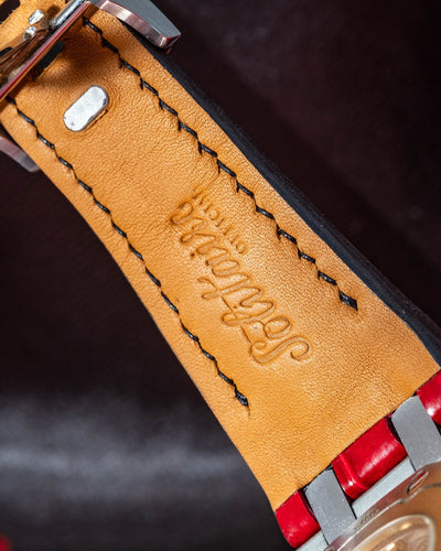 Bespoke Watch Strap in Ferrari Red Crocodile