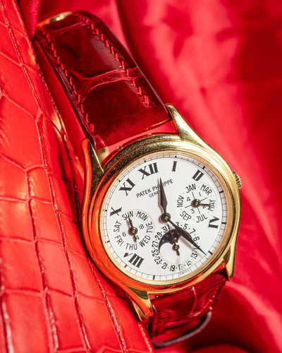 Bespoke Watch Strap in Ferrari Red Crocodile