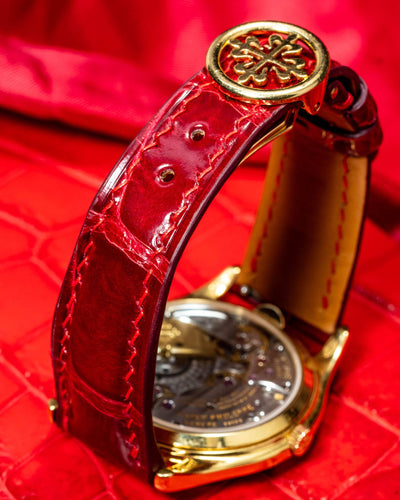 Bespoke Watch Strap in Ferrari Red Crocodile