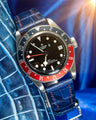 Bespoke Watch Strap in Tie Dye Blue Crocodile