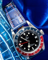 Bespoke Watch Strap in Tie Dye Blue Crocodile