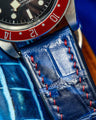 Bespoke Watch Strap in Tie Dye Blue Crocodile