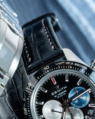Bespoke Watch Strap in Black Crocodile