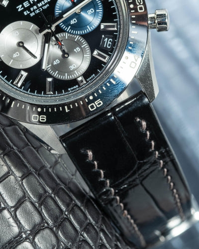 Bespoke Watch Strap in Black Crocodile