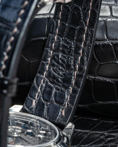 Bespoke Watch Strap in Black Crocodile