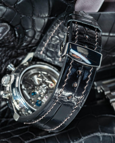 Bespoke Watch Strap in Black Crocodile