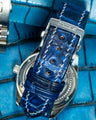 Bespoke Watch Strap in Tie Dye Blue Crocodile