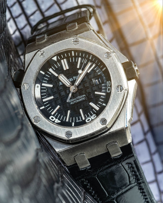 Bespoke Watch Strap in Black Crocodile