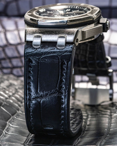 Bespoke Watch Strap in Black Crocodile