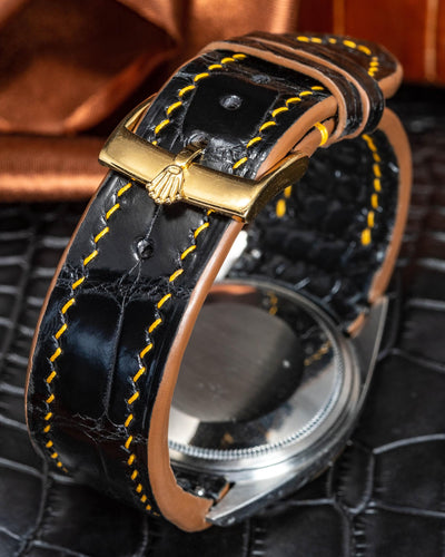 Bespoke Watch Strap in Black Crocodile