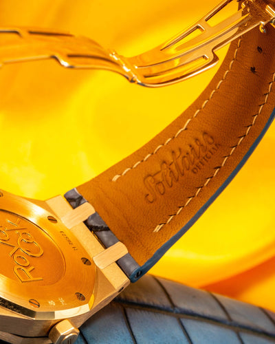 Bespoke Watch Strap in Blue Grey Rub Off Crocodile