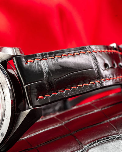 Bespoke Watch Strap in Black Crocodile