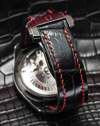 Bespoke Watch Strap in Black Crocodile