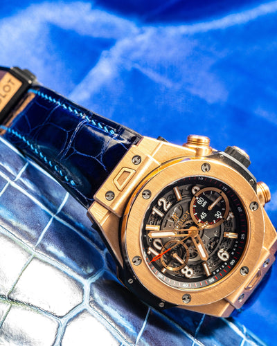 Bespoke Watch Strap in Electric Blue Crocodile