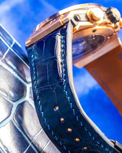 Bespoke Watch Strap in Electric Blue Crocodile