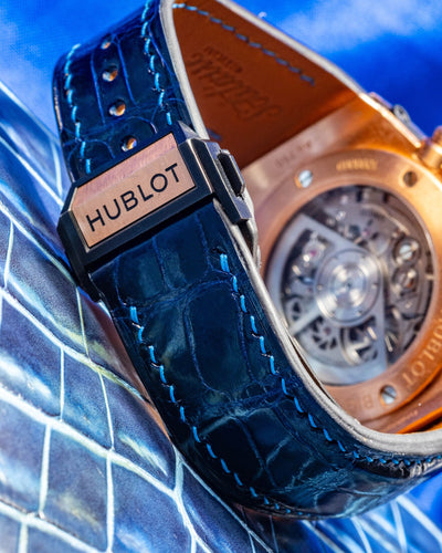 Bespoke Watch Strap in Electric Blue Crocodile