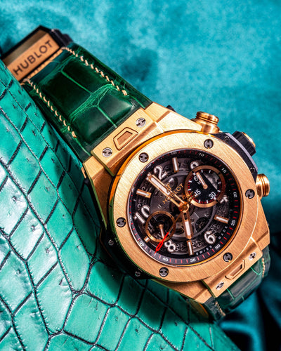 Bespoke Watch Strap in Hunter Green Crocodile