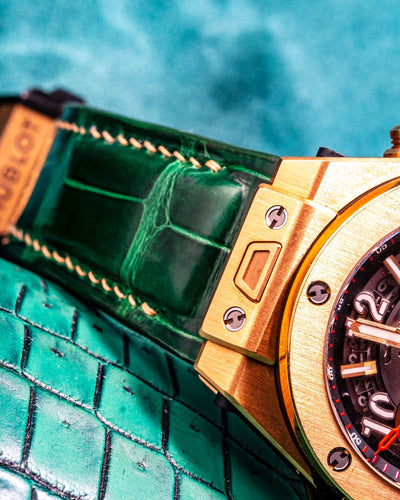 Bespoke Watch Strap in Hunter Green Crocodile