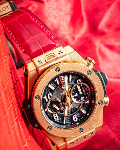 Bespoke Watch Strap in Fuchsia Pink Crocodile
