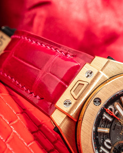 Bespoke Watch Strap in Fuchsia Pink Crocodile
