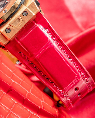 Bespoke Watch Strap in Fuchsia Pink Crocodile