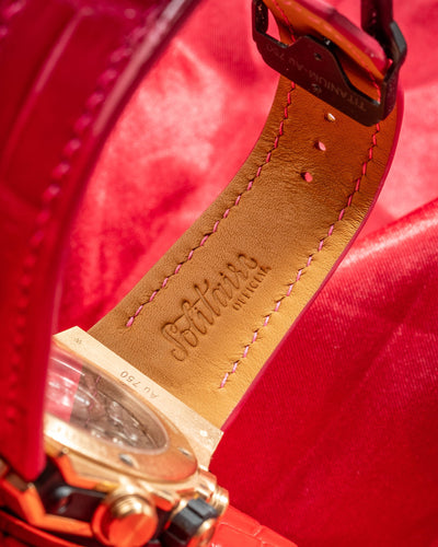 Bespoke Watch Strap in Fuchsia Pink Crocodile