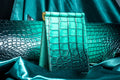 Bespoke Money Clip in Ombre Green Crocodile Leather
