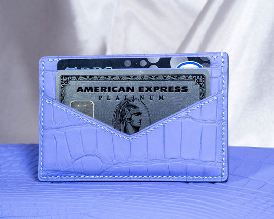 Bespoke Card Holder In Lavender Purple Alligator