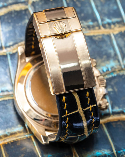 Bespoke Watch Strap in Gold Black Alligator