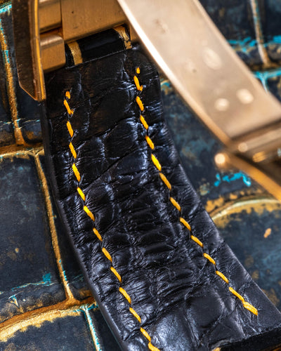 Bespoke Watch Strap in Gold Black Alligator