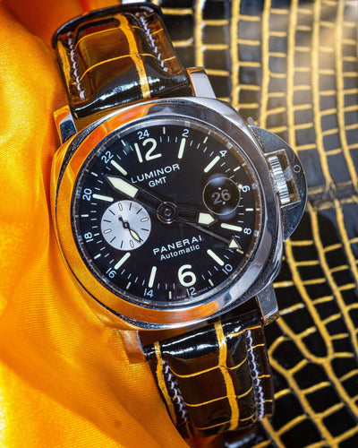Bespoke Watch Strap in Black Gold Alligator