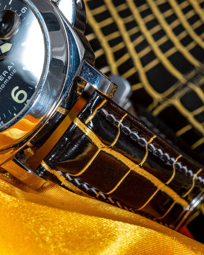 Bespoke Watch Strap in Black Gold Alligator