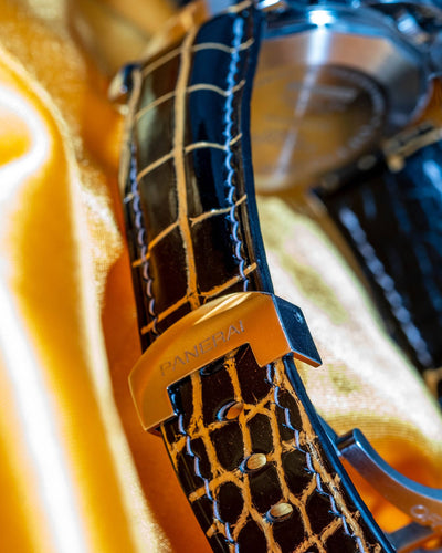 Bespoke Watch Strap in Black Gold Alligator