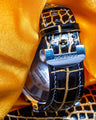 Bespoke Watch Strap in Black Gold Alligator
