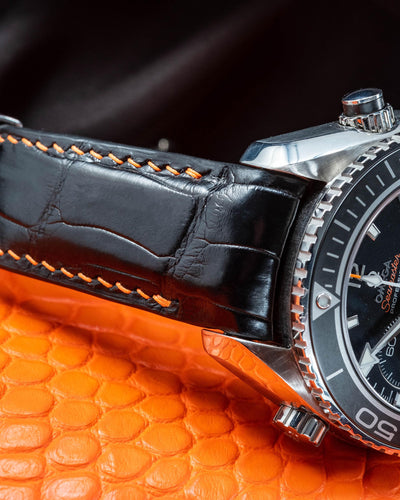 Bespoke Watch Strap in Black Crocodile