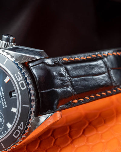 Bespoke Watch Strap in Black Crocodile