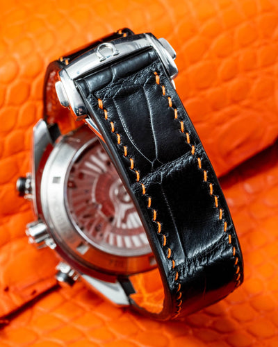 Bespoke Watch Strap in Black Crocodile