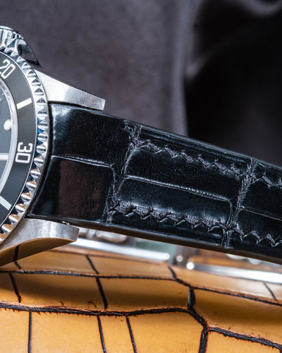 Bespoke Watch Strap in Black Crocodile