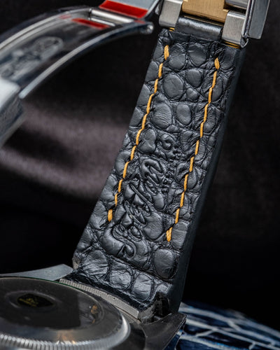 Bespoke Watch Strap in Gold Black Alligator