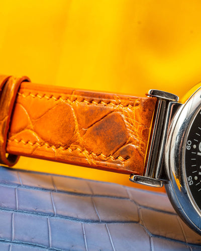 Bespoke Watch Strap in Orange Himalayan Crocodile